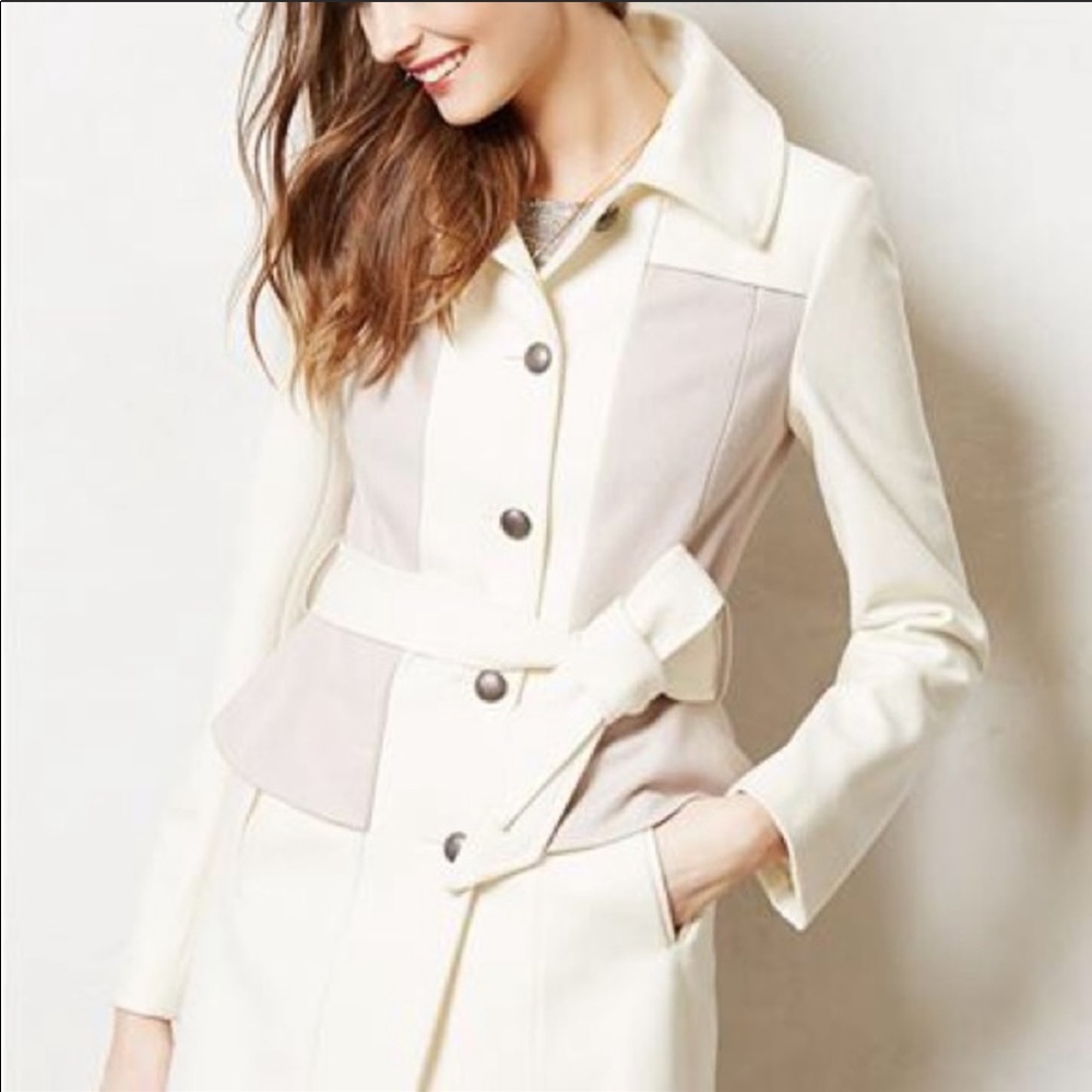 NWT Elevenses White Wool Coat Anthropologie 6 - Picture 2 of 8